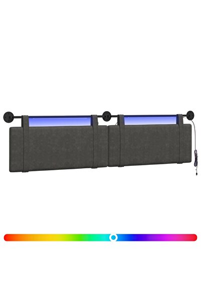 vidaxl Tăblie de pat suspendată Cu lumină LED Negru PU antic