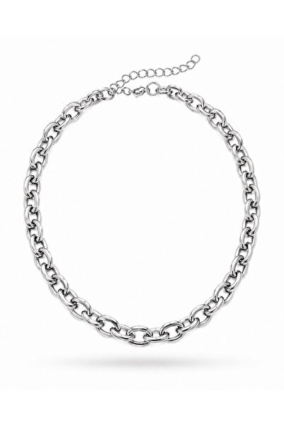 OGHAMAY Silver Color Crushed Chain Unisex Steel Necklace - 3877