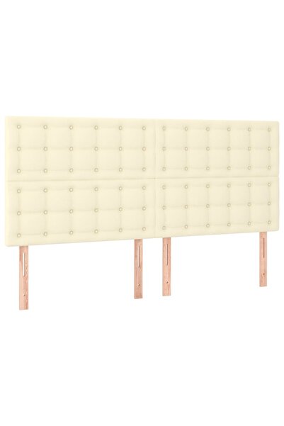 vidaxl Tăblie de pat crem 160x5x118/128 cm piele ecologică