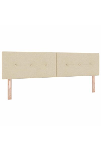 vidaxl Tăblie LED cu benzi LED cu headboard Crem 180 cm țesătură
