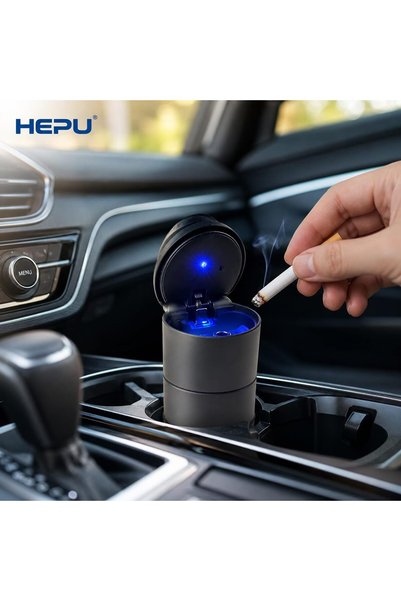 HEPU HP-77 Oto Araç Içi Mavi Led Işıklı Küllük Araba Kül Tablası