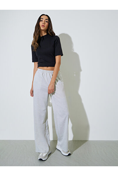 Styli Grey Solid Wide Leg Joggers