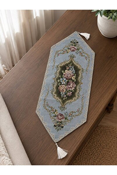 Yeshome Collection Royal Bouquet Şönilli Goblen 35X90 Tasseled Runner - Coffe...