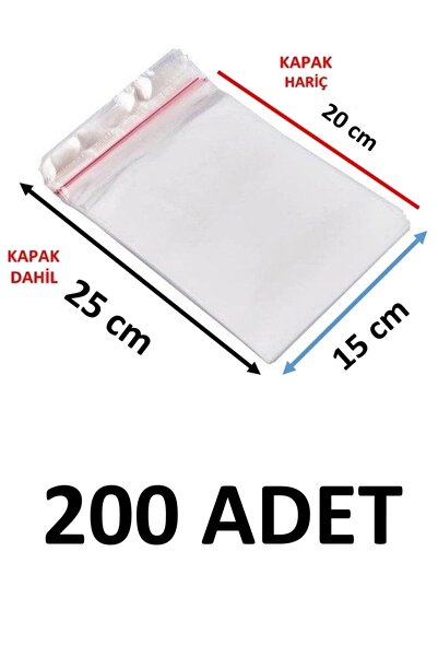 MTKardeşler 200 قطعة 15x20+5 سم أكياس جيلاتينية لاصقة شفافة