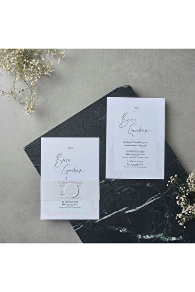 Hsn Düğün Nişan Nikah Davetiye Aydınger ve Mühürlü Kişiye Özel Baskılı 1 Adet...