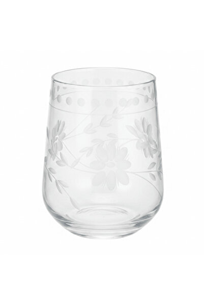 AKDC 6 PCS Clear Etched Floral Glass Tumbler Set – 10.5×8 cm