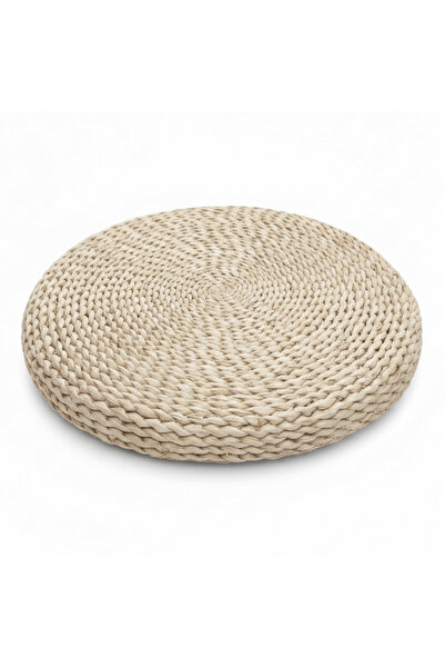 AKDC Round Rattan Floor Cushion Natural Seagrass Weave