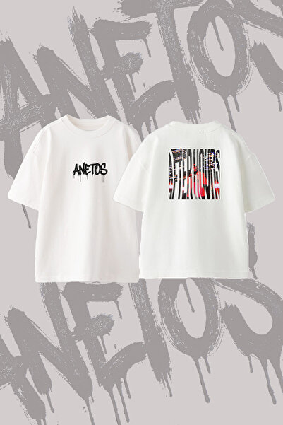 Anetos The Weeknd Afterhours Design Back Printed Cotton White Oversize T-Shirt