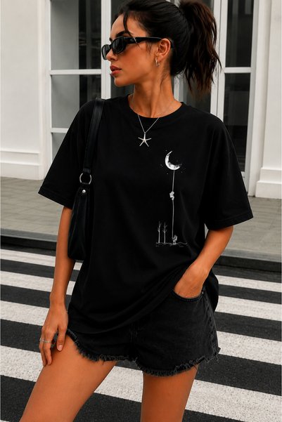 Madbomb Moda تي شيرت من القماش القطني بتصميم AY ذو قصة مريحة