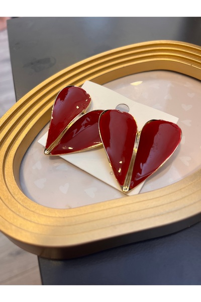 gozdeasutayaccessory Heart Earrings Red