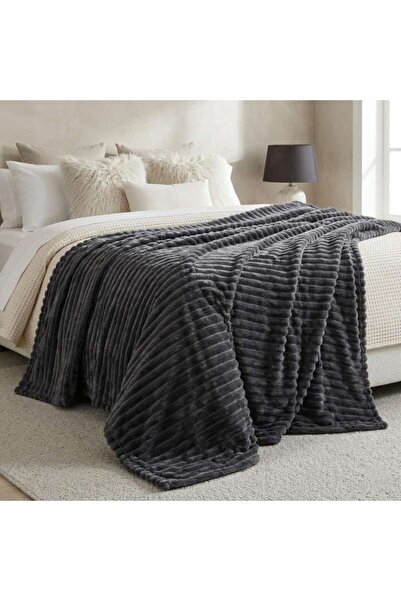PAN HOME Softstripe Flannel Blanket 150x200cm - Grey