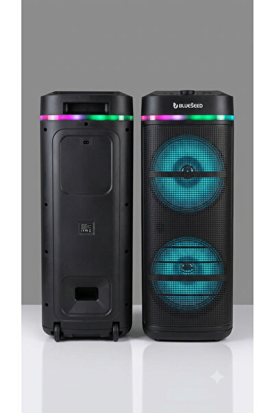 TUX Blueseed ECHO Ayarlı Taşınabilir Bluetooth Hoparlör 6000W RGB Işıklı Kara...