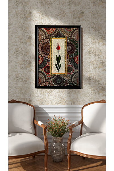 BlackSea EBRU SANATI,ÇİÇEK,LAKE BOYA MDF ÇERÇEVELİ