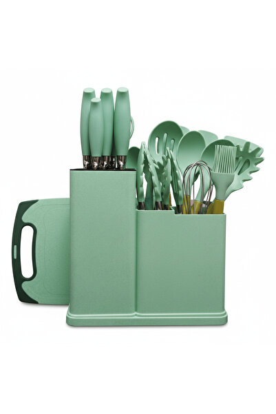 AKDC 19-Piece Silicone Kitchenware Set – Knives, Utensils & Chopping Board (A...
