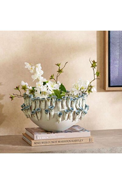 PAN HOME Bianca Porcelain Handmade Vase 31.5x31.5x19.5cm - Blue