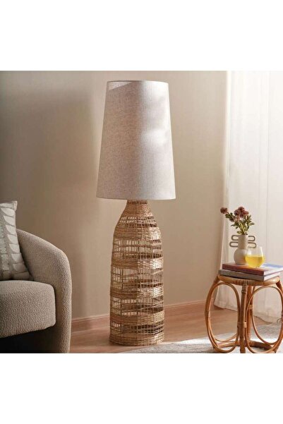 PAN HOME Bistro E27 Rattan Floor Lamp Dia 45x146cm - Natural