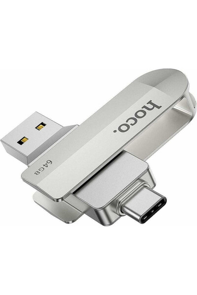 Hoco UD10 64GB USB 3.0 Στικάκι με σύνδεση USB-A & USB-C Ασημί