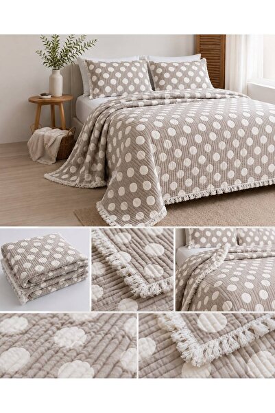 ALMECA HOME COLLECTİON 8 katlı %100 pamuklu çift kişilik müslin yatak örtüsü gri