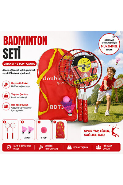 Miro Toys Badminton Seti 2 Raket 2 Top Taşıma Çantalı Çocuk ve Yetişkin Raket...