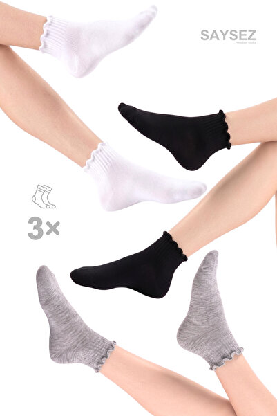 SAYSEZ Bamboo Women's Black-White-Grey Colored Assortment Ruffled Booties Sea...
