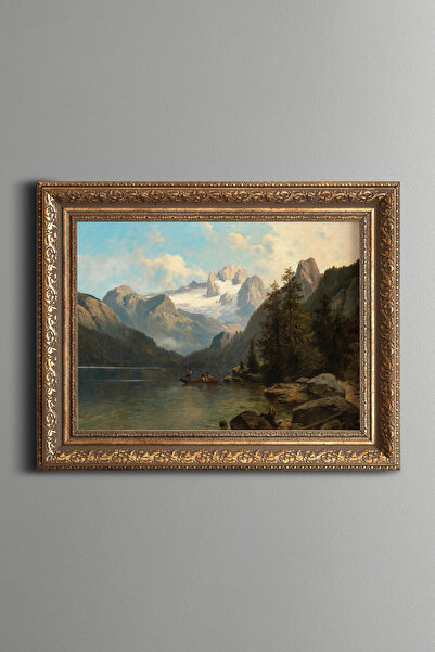 epiqart Snowy Mountain and Lake View - Vintage Patterned Painting - Thick Model