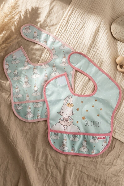 Generic Brand Mallow Bunny Liquid-Proof, Stain-Resistant 2-Piece Baby Bib Set...