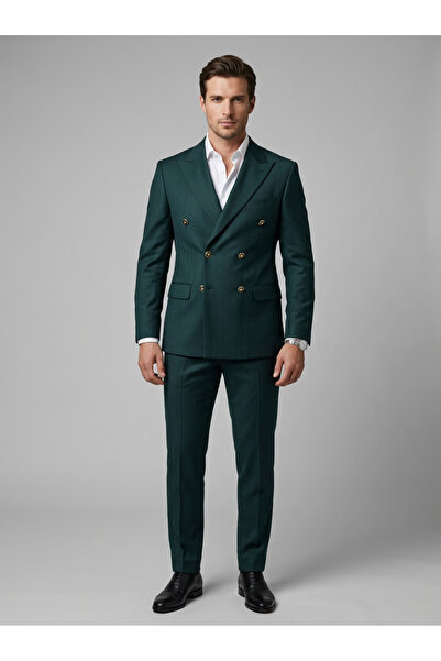 Elegance Collection Costum bărbătesc elegant, slim fit, sacou două rânduri, p...