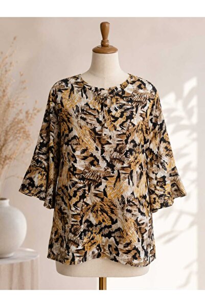 SARİ collection Women's High Quality Viscose Spanish Sleeve Tie Collar Blouse