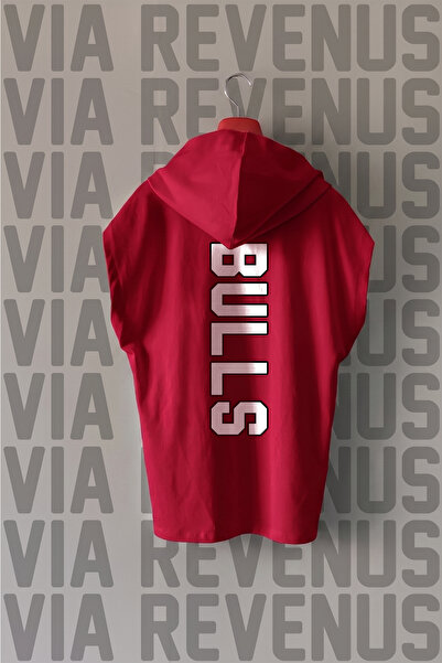 Vordevia Bulls Front and Back Printed Zero Sleeve Hooded 100% Cotton Sports T...