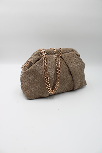 LASSO Women's Suede Beige Clutch Portfolio Chain Cross Strap Hand and Shoulde...
