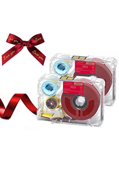 Choice18 2PCS Gold on Red Phomemo A30 P15 Black Print Purple Satin Ribbon 12m...