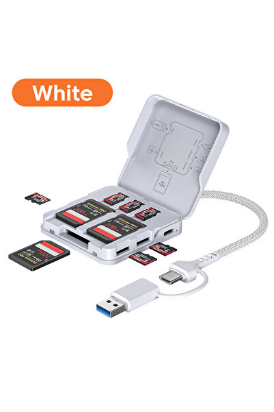 Choice1 White 5 in 1 USB3.0 Reader Storage Box Adapter With USB/Type-C Cable ...