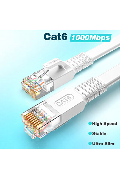 Choice7 كابل شبكة Cat6 مسطح من PVC بطول 3 متر، خفيف الوزن للغاية ورفيع بسمك 1...