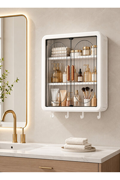 Generic Wall Mounted Bathroom Cabinet, 3-Tier No-Drill Organizer with Double ...