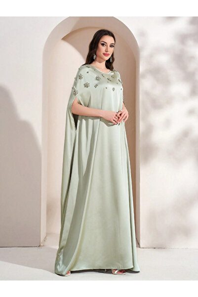Take Two By Styli Women'S Embellished Round Neck Batwing Sleeve Maxi Dress