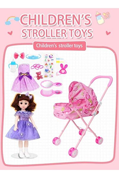 Generic A portable, foldable stroller with an infant doll - suitable for todd...