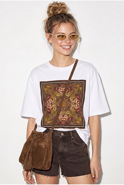 Hiccup LUCCI Tricou Supradimensionat Din Bumbac Cu Motiv Etnic
