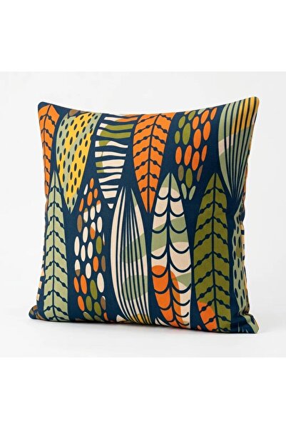 SYCAMORE HOME غطاء وسادة مزخرف بنمط أوراق الشجر الحديثة مقاس 45 × 45 سم مع سح...