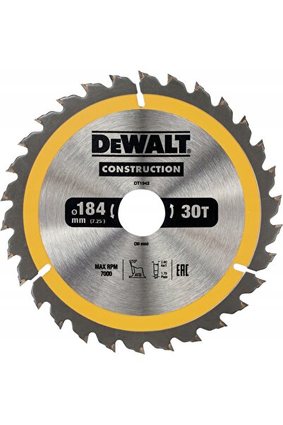 Dewalt Disc de ferăstrău pentru lemn 184mm 30mm 30z DT1942