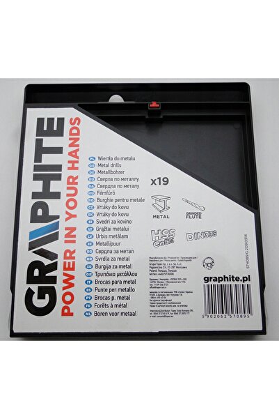 graphite Burghie HSS-CO pentru metal 1.0-10.0 mm 19 bucăți ORGANIZATOR 57H089