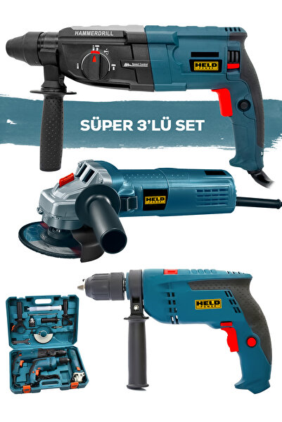 held power Profesyonel Elektrikli 3'lü Kombo Set (Kırıcı Delici Hilti & Darbe...