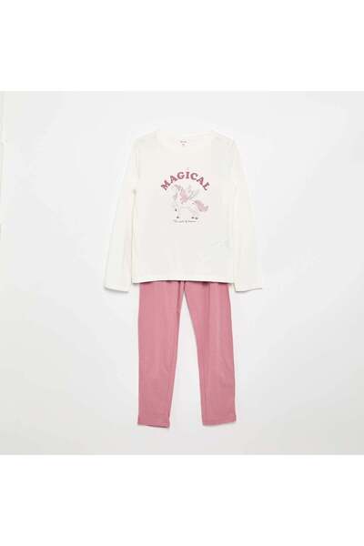 KIABI Long cotton jersey pajamas - 2 pieces BLUE