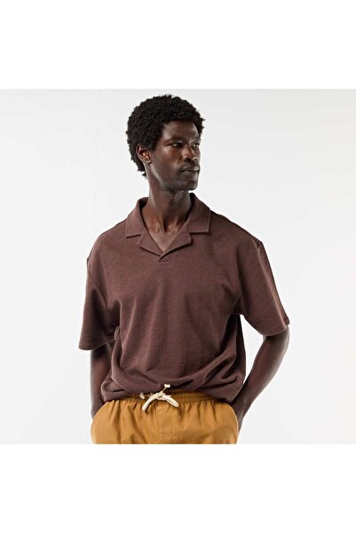 KIABI Short-sleeved knit polo shirt BROWN