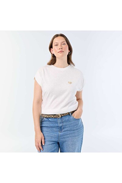 KIABI Sleeveless jersey t-shirt with small chest embroidery BEIGE