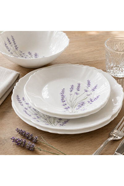 HERA Lacy Lavanda table Top Bottom Set , opal glass, 6 people, 19 pieces, gif...