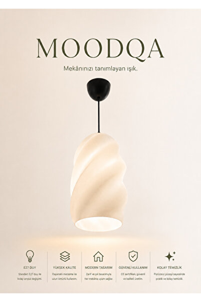 MOODQA Luma Modern Sarkıt Avize E27 Tekli Dekoratif Tavan Aydınlatması Beyaz