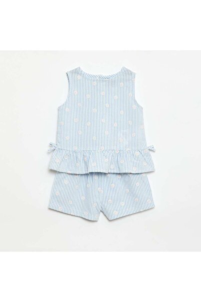 KIABI 2-Piece Gingham Print Blouse and Shorts Set BLUE