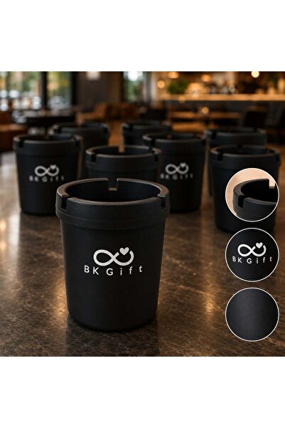 Bk Gift 10 Pieces of Black Plastic Odorless Ashtrays with Lids, Customized fo...