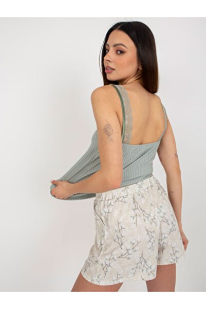 Berrak Pijama Dama, BERRAK, Viscoza, Cu bretele, Khaki, model BR-PI-9168