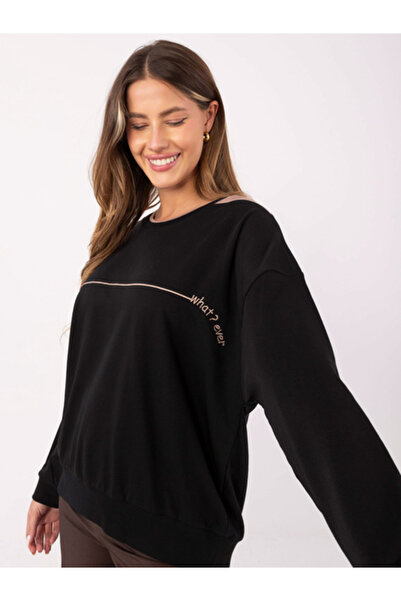 Relevance Women's Sweatshirt, RELEVANCE, Cotton, Long Sleeve, Black, model RV...